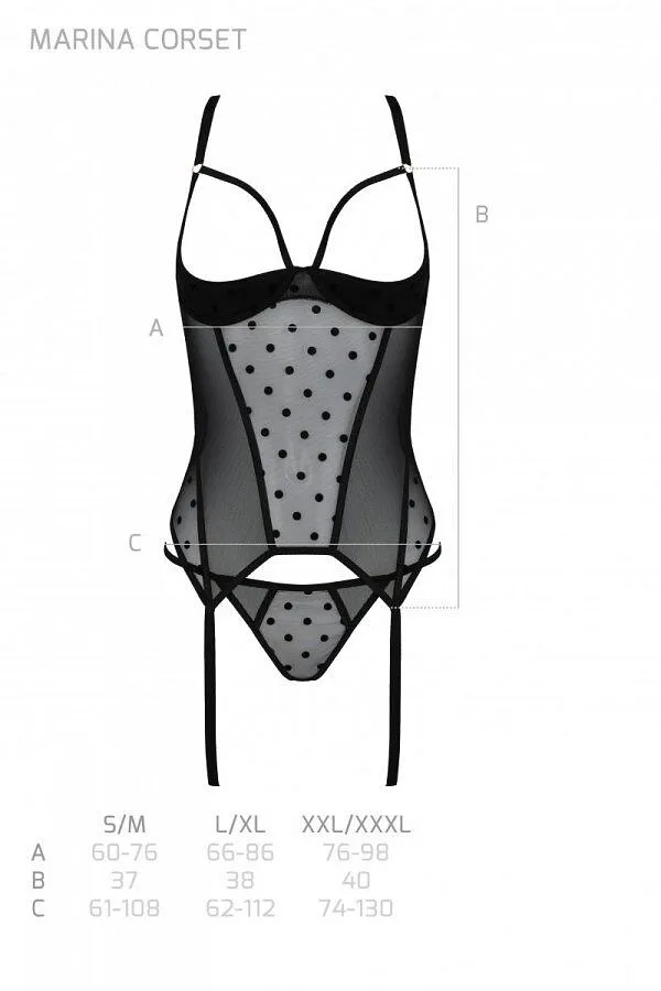 Корсет Passion MARINA CORSET, , black, з відкритими чашками