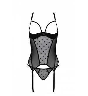 Корсет Passion MARINA CORSET, , black, з відкритими чашками