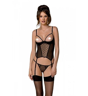 Корсет Passion MARINA CORSET, , black, з відкритими чашками