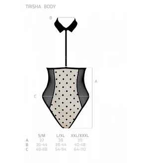 Еротичне боді Passion TRISHA BODY, , beige, з відкритими чашками