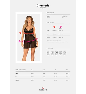 Еротичний комплект Obsessive Chemeris babydoll & thong , пеньюар та стрінги