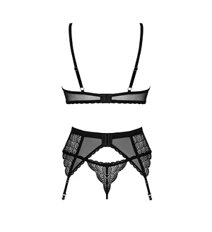 Комплект Obsessive Chemeris 3-pcs set , стрінги, пояс для панчіх, бюстгальтер