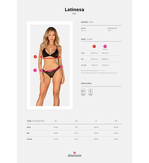 Комплект Obsessive Latinesa 2-pcs set , бюстгальтер та трусики