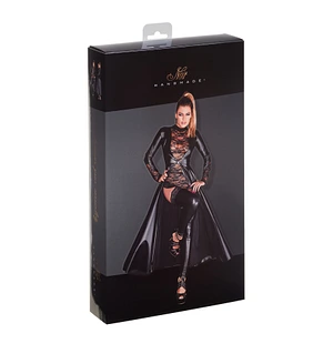 Сукня-плащ з мокрим ефектом Noir Handmade F128C Powerwetlook gown coat