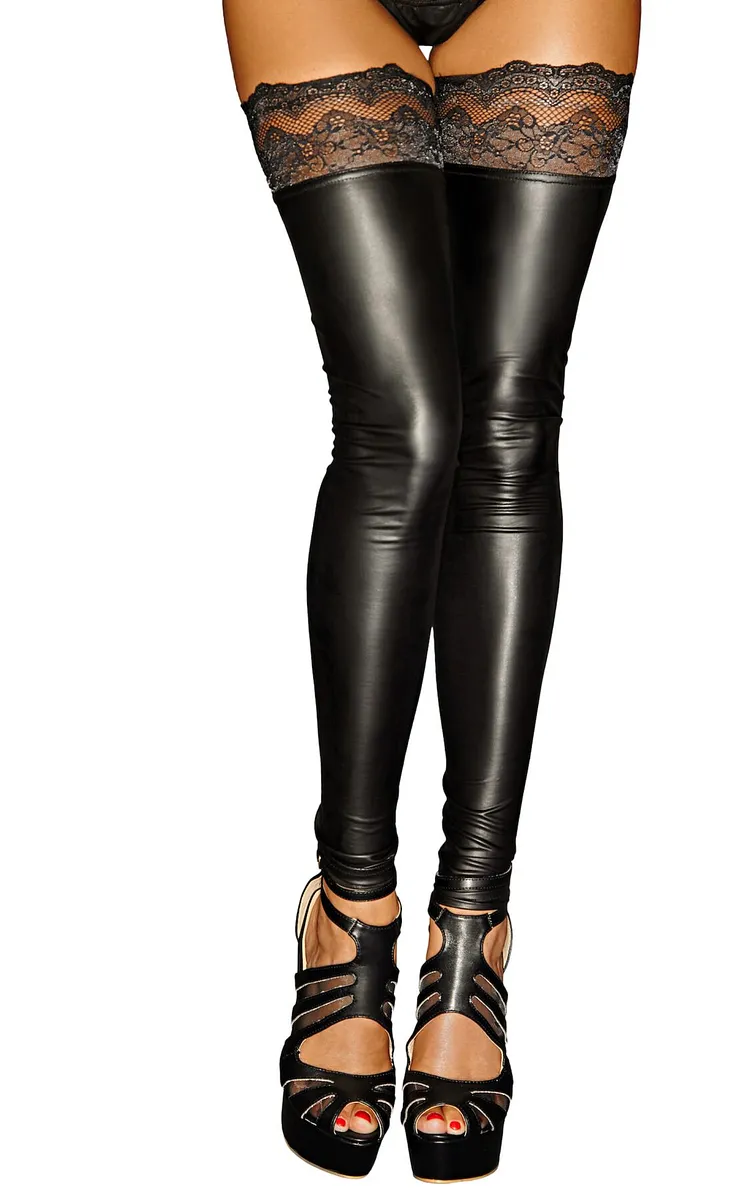 Панчохи з мокрим ефектом Noir Handmade F135 Powerwetlook stockings, , без мисків