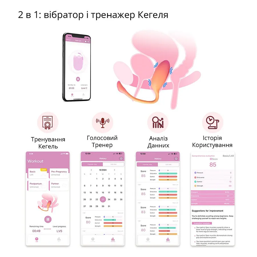 Смарт-віброяйце Magic Motion Flamingo Max 2 в 1: віброяйце та тренажер Кегеля, 10 режимів