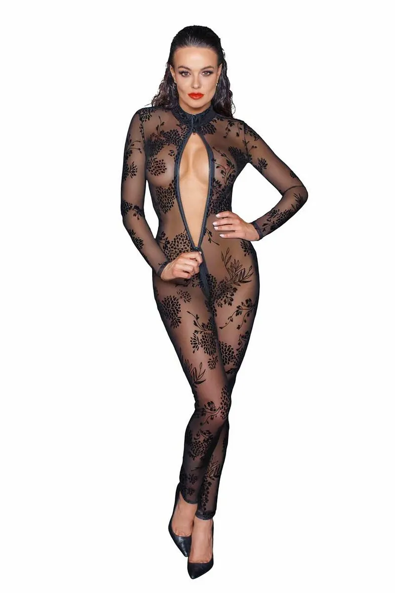 Сітчастий бодістокінг Noir Handmade F237 Long tulle overall