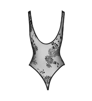 Боді Noir Handmade F242 Tulle body with patterned flock embroidery