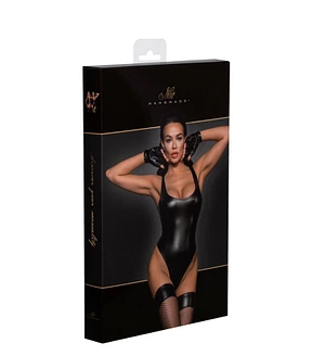 Боді з мокрим ефектом Noir Handmade F244 Powerwetlook body with high cut bottom hem