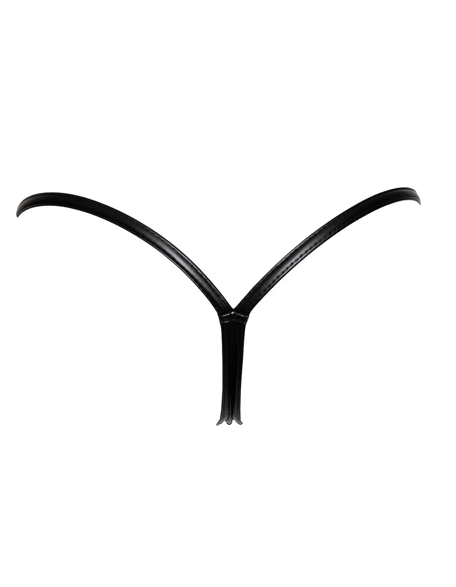 Трусики з мокрим ефектом Noir Handmade P008 Powerwetlook panty with clasp, , на застібках