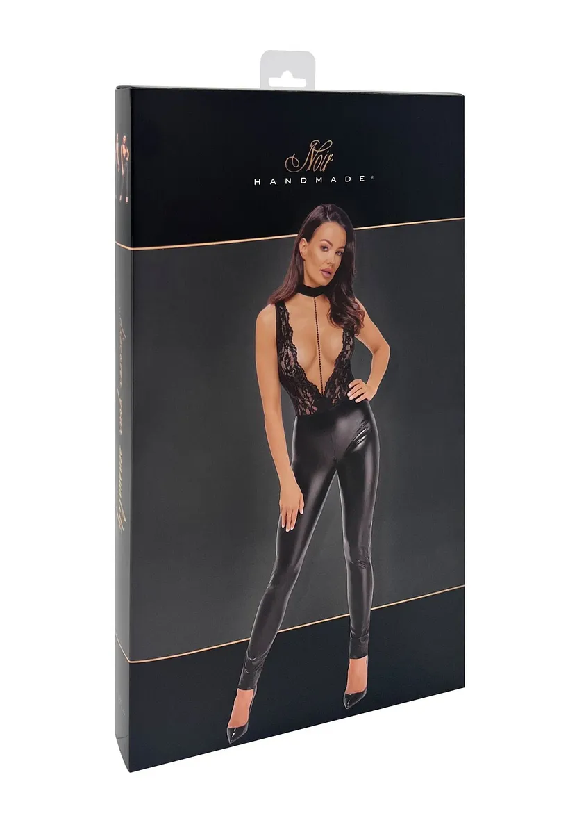 Комбінезон Noir Handmade F298 Libido, , під латекс, мереживний верх, чокер, знімне намисто, доступ