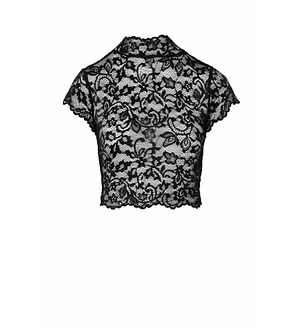 Топ Noir Handmade F303 Essence, , black, мереживний, короткий рукав, комір-стійка