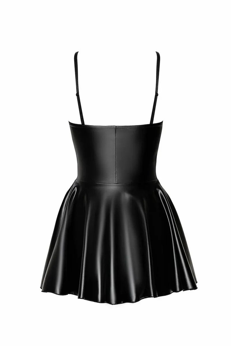 Сукня Noir Handmade F308 Dreamer, , міні, під латекс, відкриті плечі, спідниця кльош, блискавка спереду