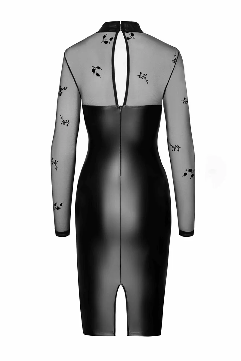 Сукня Noir Handmade F310 Sublime, , black, міді, мокрий ефект, верх — сітка, довгий рукав