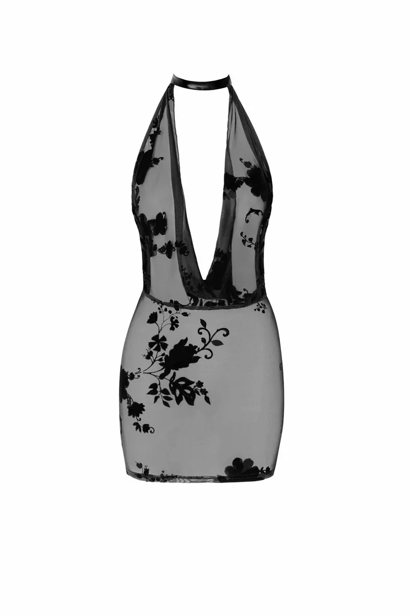 Сукня Noir Handmade F313 Mythos, , black, прозора, міні, відкрита спина, декор зі стразів
