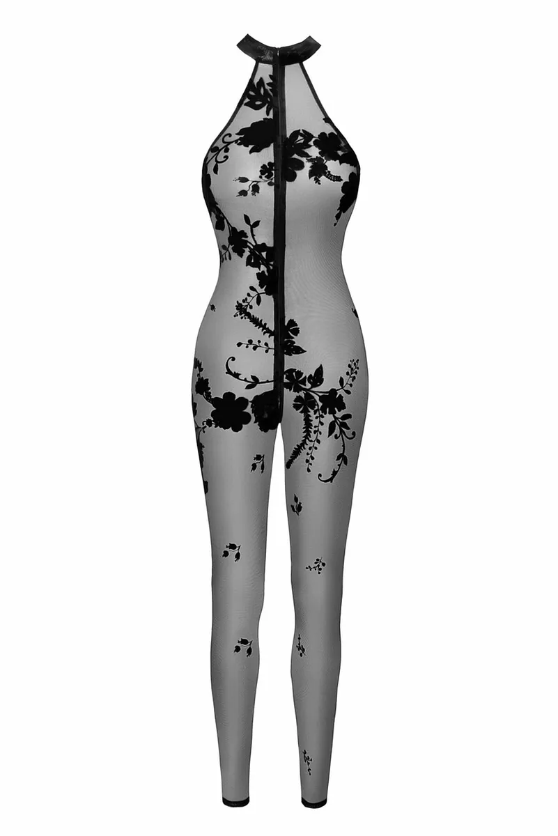 Бодістокінг Noir Handmade F315 Ego, , black, прозорий, верх халтер, блискавка на все тіло