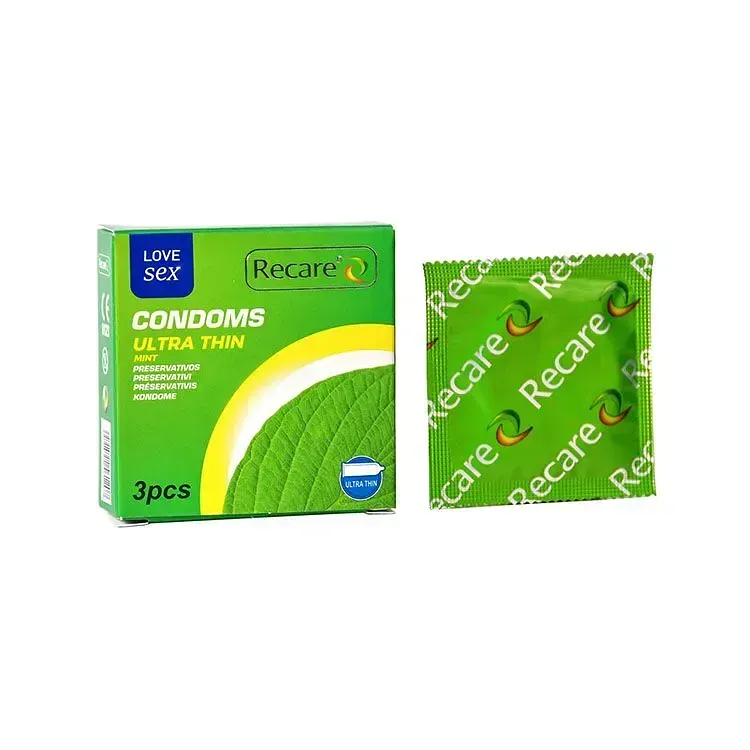 Презервативи Ultra Thin Mint Condoms 3 шт, ультратонкі, аромат: м'ята