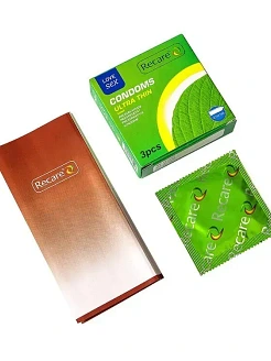 Презервативи Ultra Thin Mint Condoms 3 шт, ультратонкі, аромат: м'ята