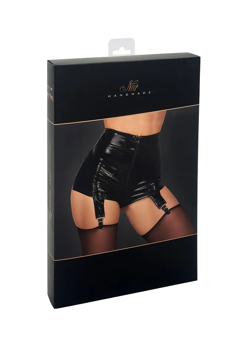 Шортики Noir Handmade F325 Glam, , , вініл, висока талія, кріплення для панчіх, з доступом