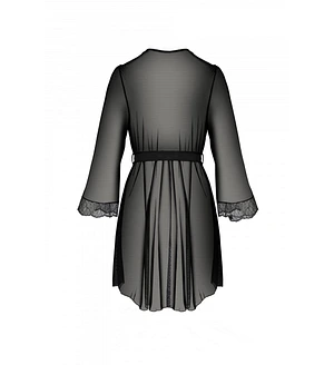 Пеньюар Passion AMBERLY PEIGNOIR black, , пояс у комплекті