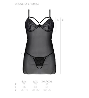 Пеньюар Passion DROSERA CHEMISE , , мереживний ліф зі стрепами, трусики в комплекті