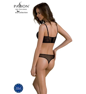 Комплект Passion DROSERA SET black S/M, сітка+мереживо, бюстьє та трусики танга