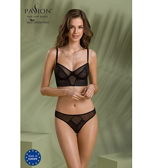 Комплект Passion DROSERA SET black S/M, сітка+мереживо, бюстьє та трусики танга