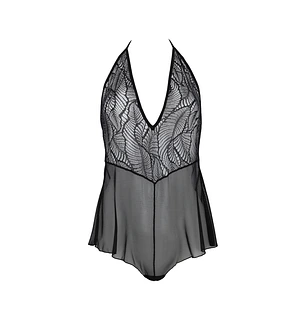Боді Passion LEAFA BODY black S/M, на зав'язках, м'яка чашка, низ у вигляді шортиків