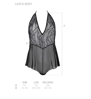 Боді Passion LEAFA BODY black S/M, на зав'язках, м'яка чашка, низ у вигляді шортиків