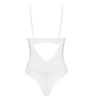 Боді Obsessive Alissium Teddy White, XL/2XL, ліф з м’якою чашкою, високі вирізи для ніг