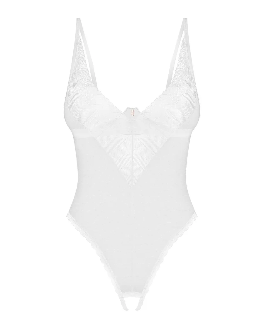 Боді з доступом Obsessive Alissium crotchless teddy, XL/2XL, ліф з м’якою чашкою, високі трусики