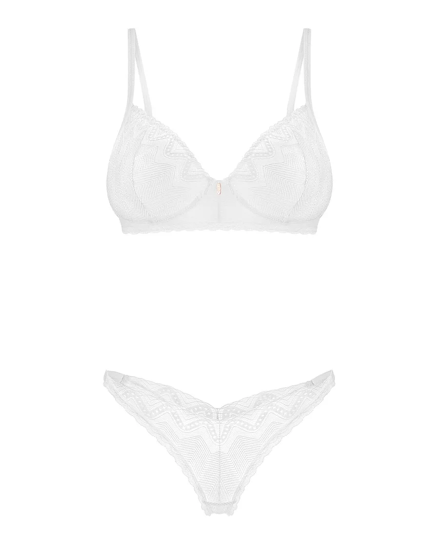 Комплект Obsessive Alissium 2-pcs set, XL/2XL, мереживо, ліф з м’якою чашкою, трусики танга