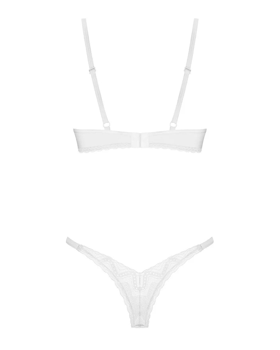 Комплект Obsessive Alissium 2-pcs set, XL/2XL, мереживо, ліф з м’якою чашкою, трусики танга