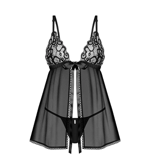 Сорочка бебі-дол Obsessive Blomentis babydoll & thong, , мереживний ліф, стрінги в комплекті
