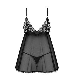 Сорочка бебі-дол Obsessive Blomentis babydoll & thong, , мереживний ліф, стрінги в комплекті