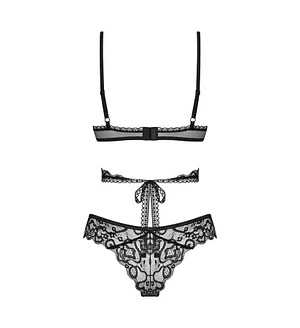 Комплект Obsessive Blomentis 2-pcs set, XL/2XL, мереживний, ліф із зав’язками на спині, трусики-сліпи