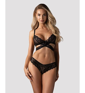 Комплект Obsessive Blomentis 2-pcs set, XL/2XL, мереживний, ліф із зав’язками на спині, трусики-сліпи