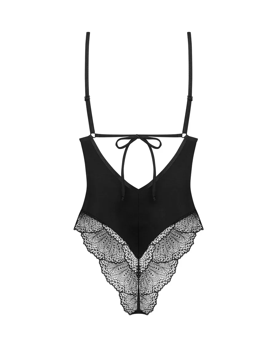 Тедді Obsessive Lobellis teddy, XL/2XL, чорне, ліф з м’якою чашкою, відкрита спина, низ-стрінги