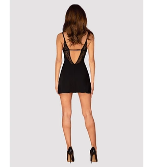 Сорочка Obsessive Bellastia chemise & thong, , непрозора, фігурне декольте, стрінги в наборі
