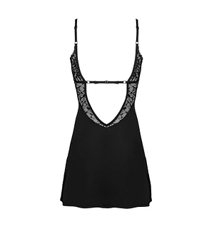 Сорочка Obsessive Bellastia chemise & thong, , непрозора, фігурне декольте, стрінги в наборі