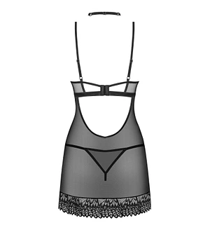 Сорочка Obsessive Donarella chemise & thong, , мереживний ліф, чокер та стрінги в комплекті