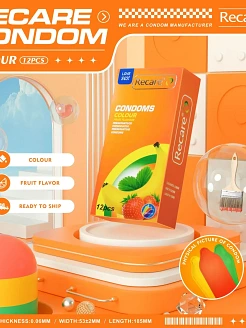 Презервативи Recare Color Fruit Flavour Condoms 12 шт, аромати: м'ята, банан, полуниця