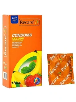 Презервативи Recare Color Fruit Flavour Condoms 12 шт, аромати: м'ята, банан, полуниця