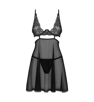 Бебі-дол Obsessive Nutris babydoll & thong, , імітація ліфа та спіднички, стрінги в комплекті