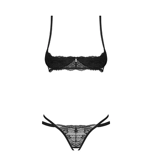 Комплект Obsessive Nutris 2-pcs crotchless set, , ліф з відкритими чашками, трусики з доступом