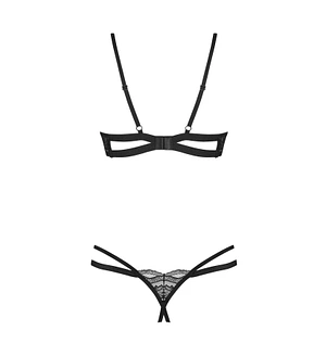 Комплект Obsessive Nutris 2-pcs crotchless set, , ліф з відкритими чашками, трусики з доступом