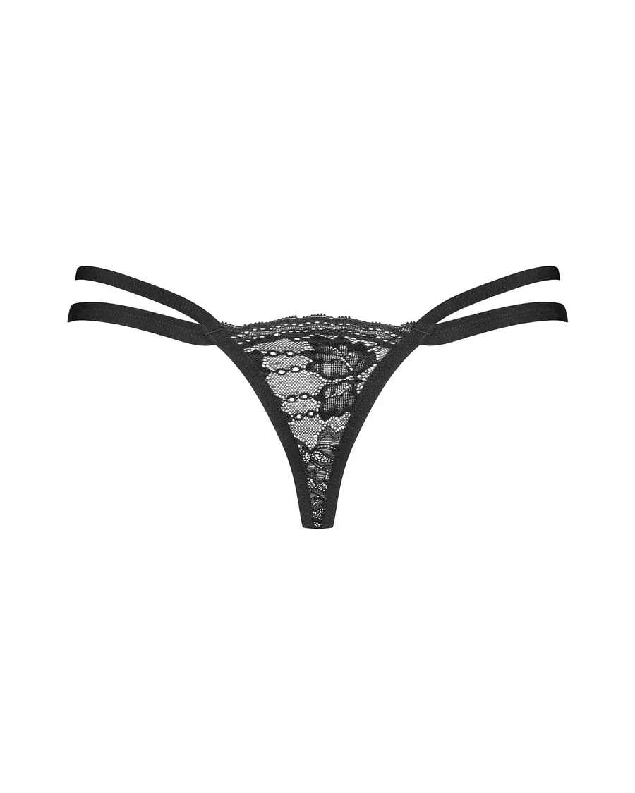 Трусики-стрінги Obsessive Nutris thong, , мереживні, дуже м’які, з подвійними боковинками