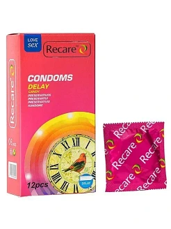 Презервативи Recare Delay Candy Condoms 12 шт, пролонгувальний ефект, цукерковий аромат