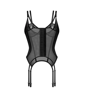 Корсет Obsessive Arrowel Black corset , з підв’язками для панчіх
