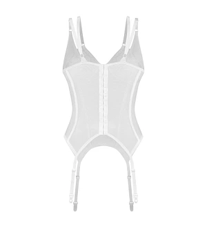 Корсет Obsessive Arrowel White corset 2XL/3XL, з підв’язками для панчіх